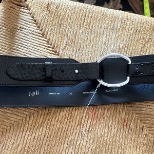 J. Jill Black Leather Belt with Silver Buckle